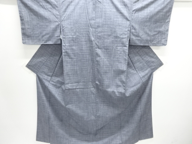 格子織出し手織り紬着物